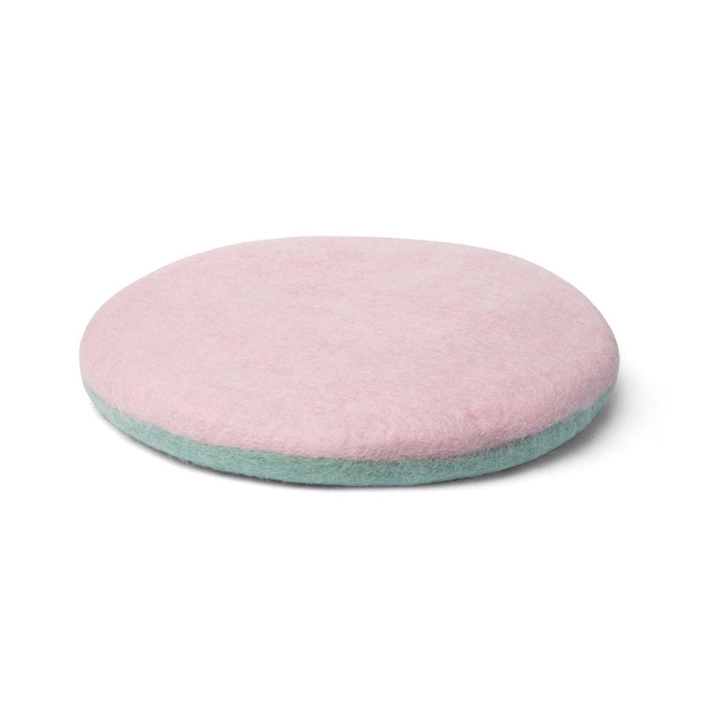 FELT ROUND CUSHION / Mink × Pink