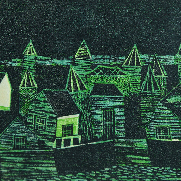 古賀章「街」木版画