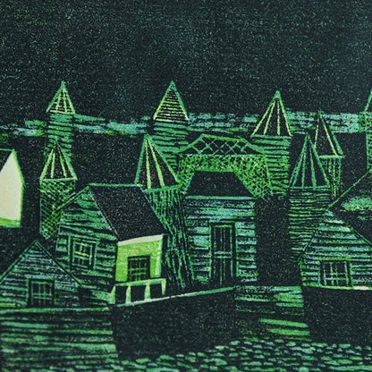 古賀章「街」木版画