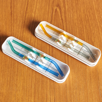 TWO TONE GLASS STRAW / Green × Blue