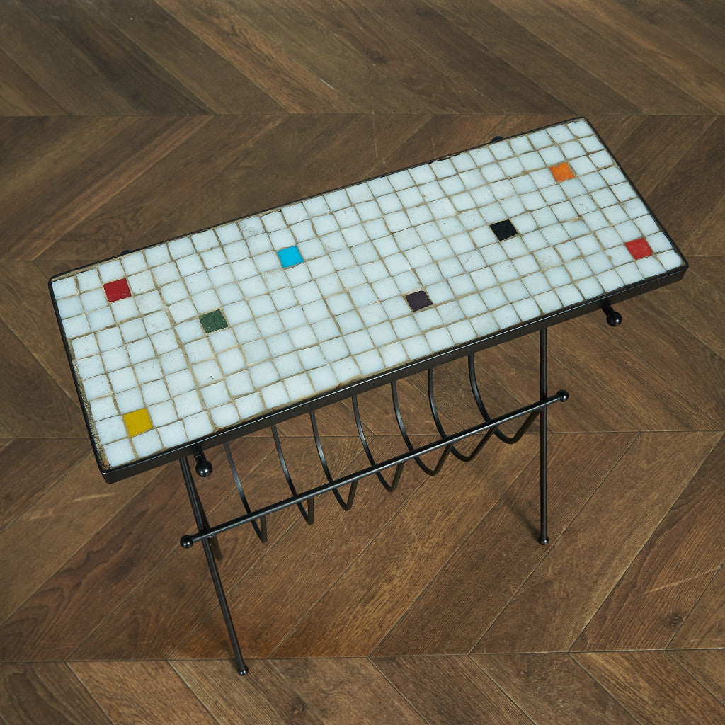 Belgian vintage tile top magazine rack #81782