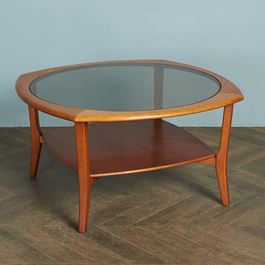 British vintage smoked glass top coffee table #77305
