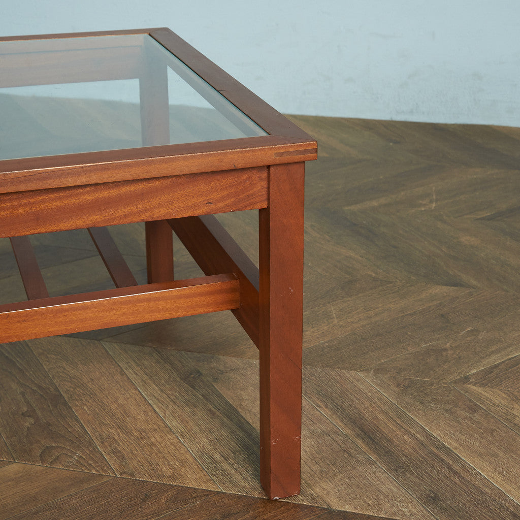 イギリスヴィンテージ ガラストップ コーヒーテーブル