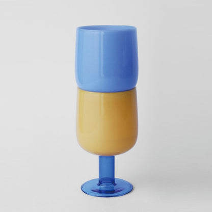 TWO TONE WINE GLASS / Yellow×Blue