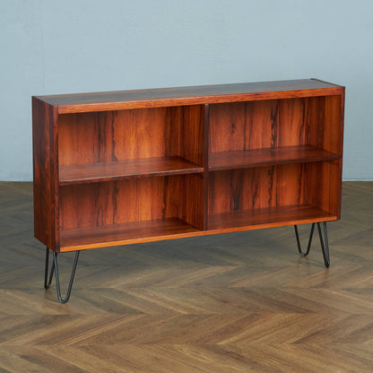 Danish Vintage Open Bookcase / Custom Iron Hairpin Legs #83777