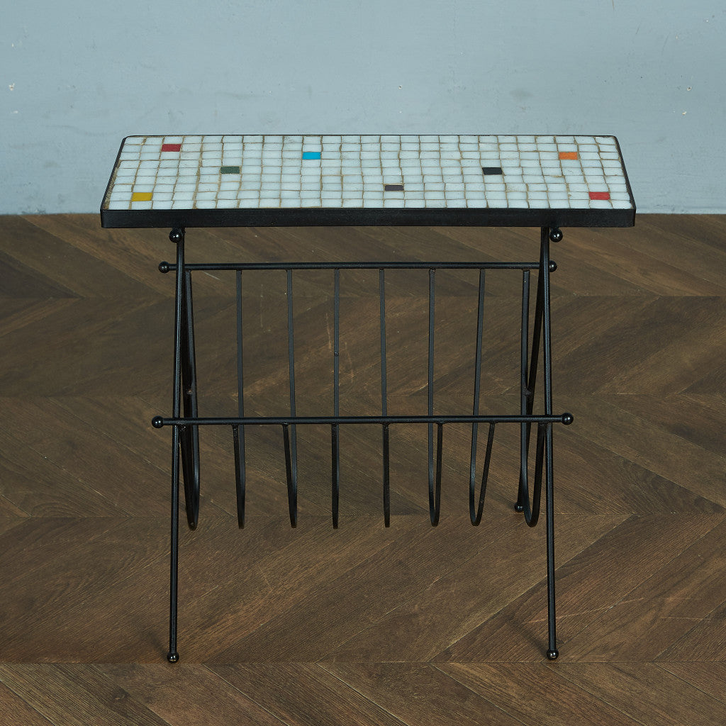 Belgian vintage tile top magazine rack #81782