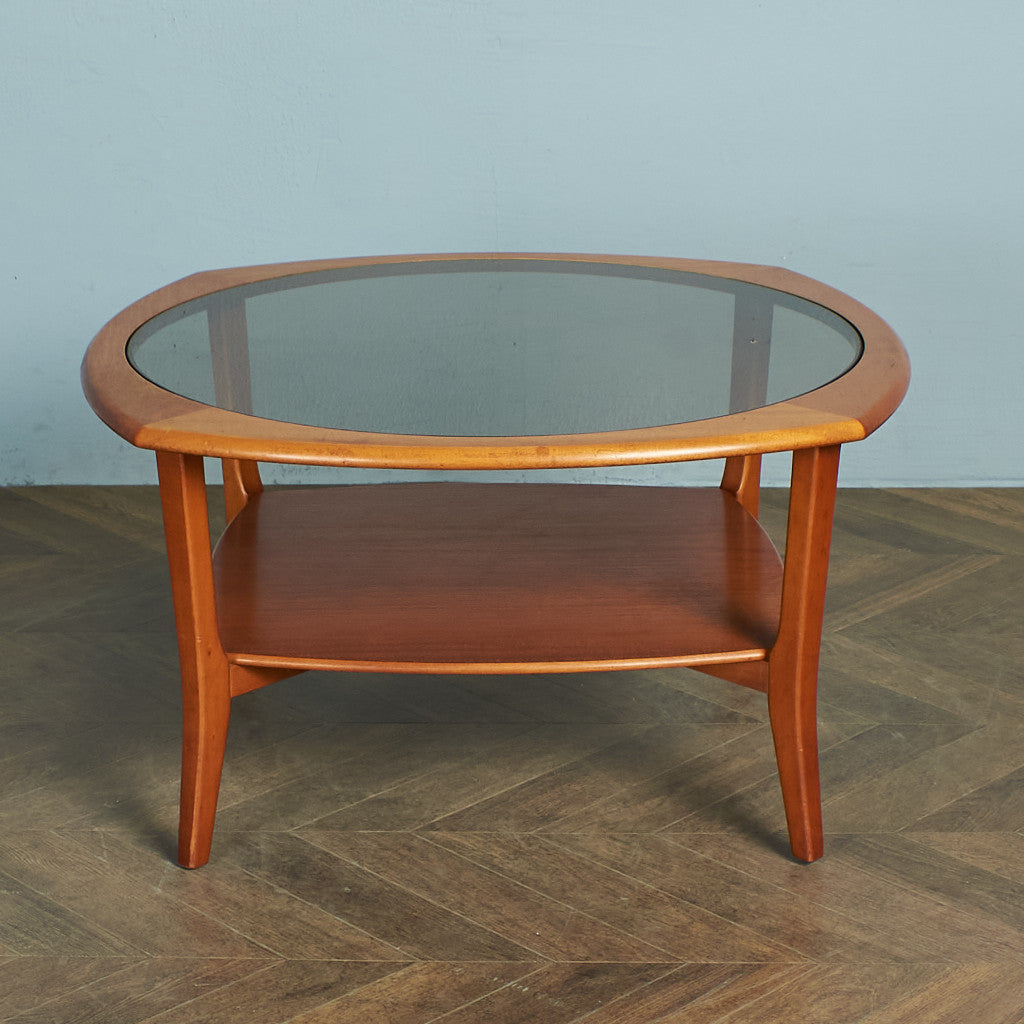 British vintage smoked glass top coffee table #77305