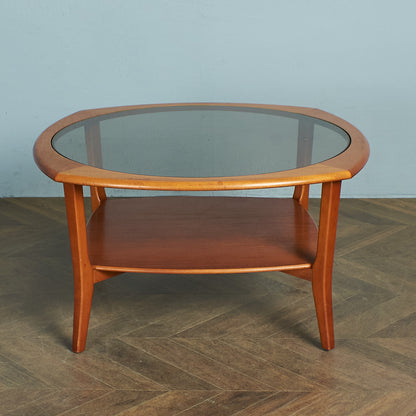 British vintage smoked glass top coffee table #77305