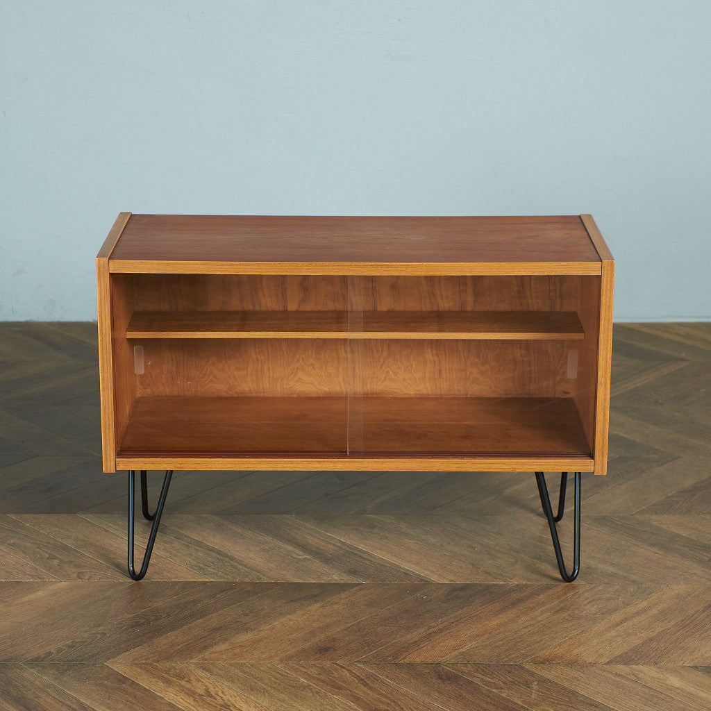 Randers Mobelfabrik PS system teak narrow bookcase / custom iron hairpin legs #79333