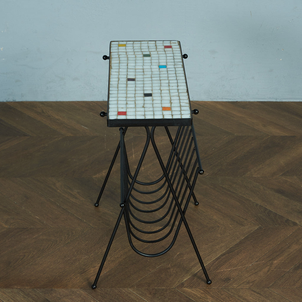 Belgian vintage tile top magazine rack #81782