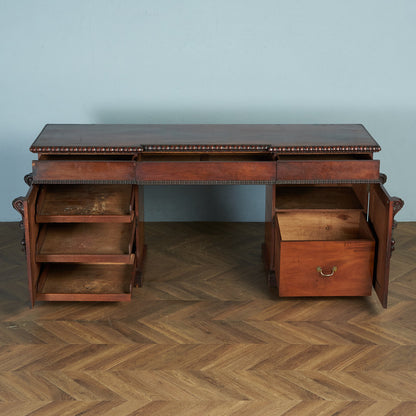 British classic walnut double-sided desk #81816
