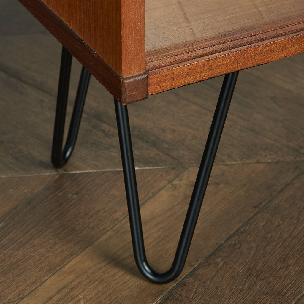 British Vintage Glass Bookcase / Custom Iron Hairpin Legs #83673