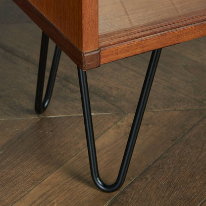 British Vintage Glass Bookcase / Custom Iron Hairpin Legs #83673