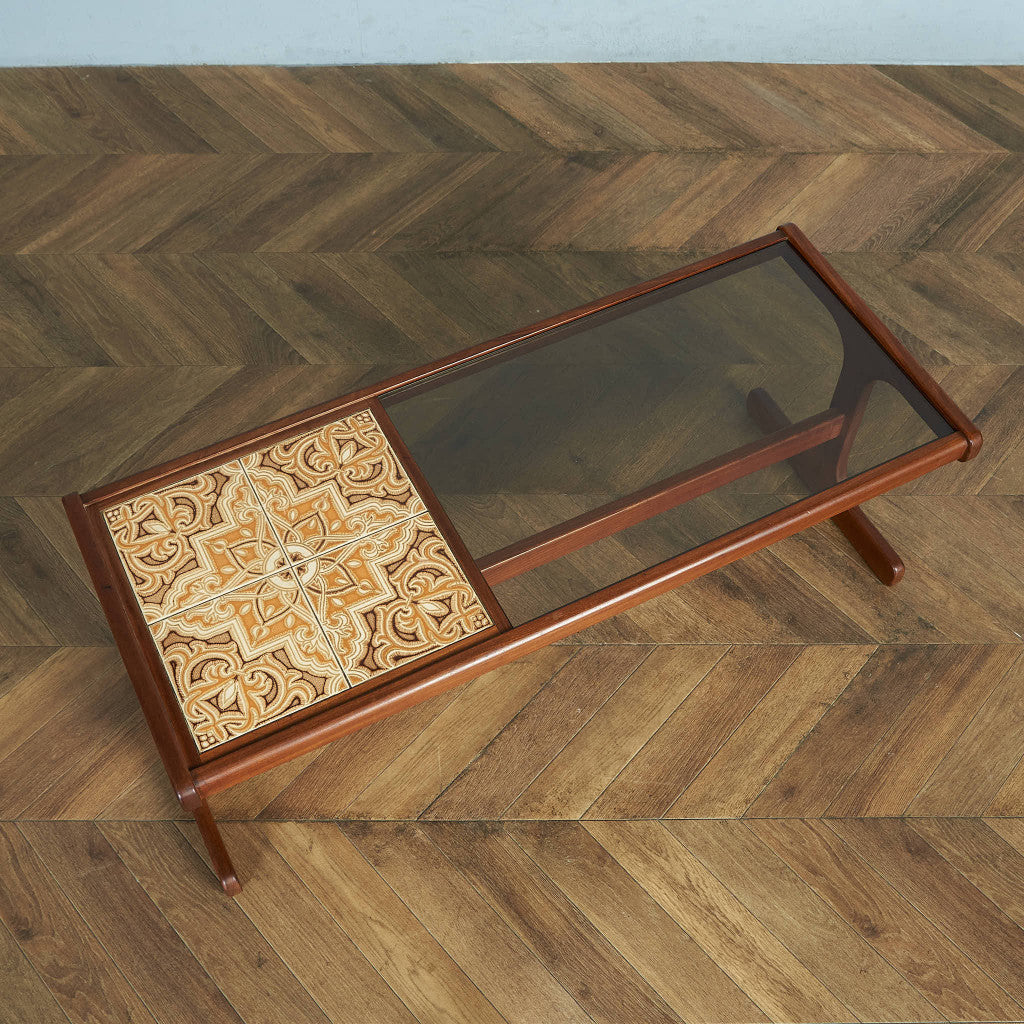 G-PLAN Vintage Tile &amp; Glass Top Coffee Table / Center Table #83684