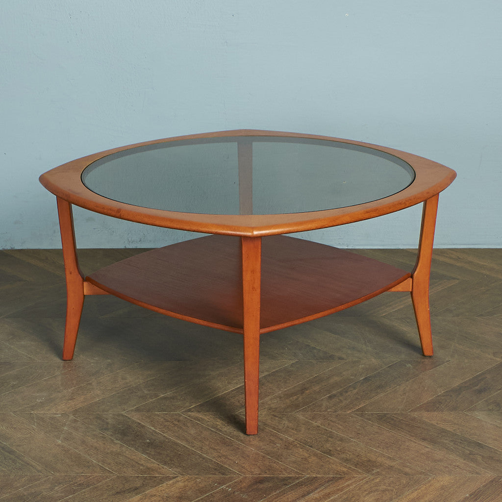 British vintage smoked glass top coffee table #77305