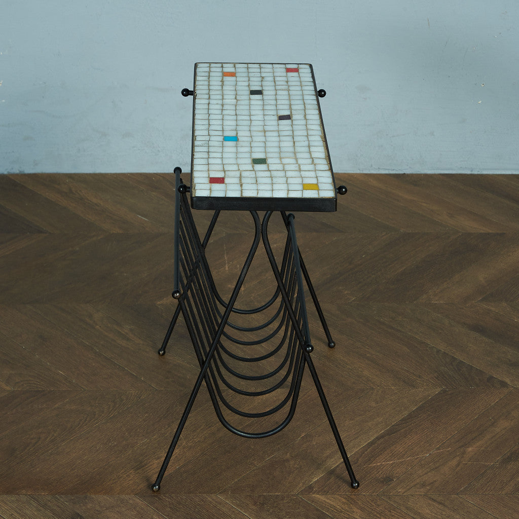 Belgian vintage tile top magazine rack #81782