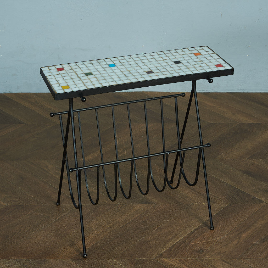 Belgian vintage tile top magazine rack #81782