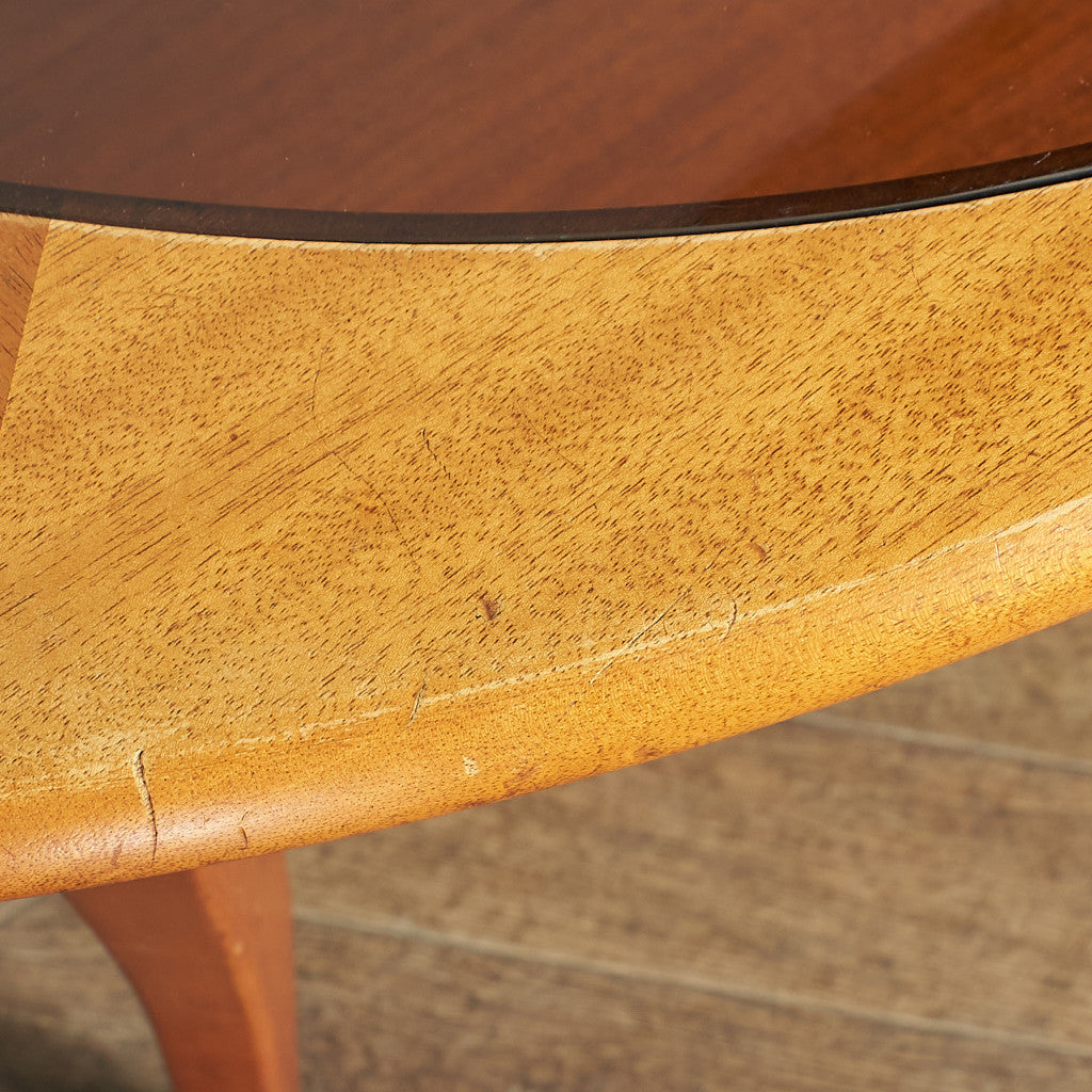British vintage smoked glass top coffee table #77305