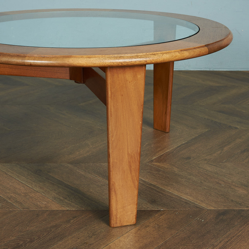 British vintage smoked glass top nesting coffee table #81668