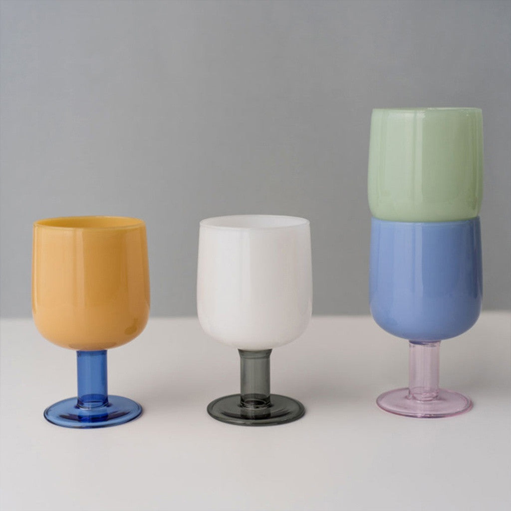 TWO TONE WINE GLASS / Green×Amber