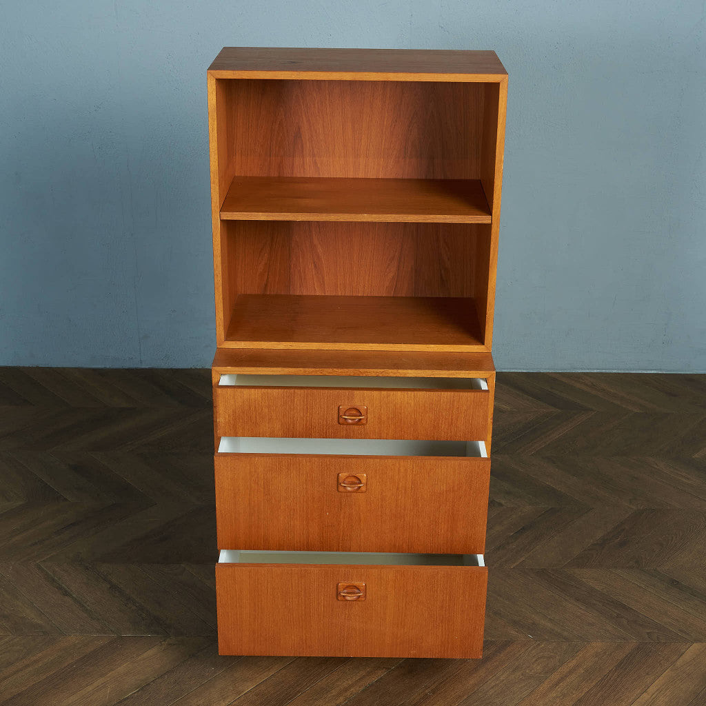 デンマーク製 ヴィンテージ オープンシェルフ付き 3段チェスト #86611