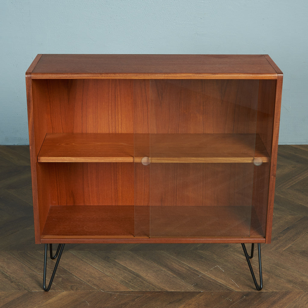 G-PLAN Vintage Glass Bookcase / Custom Iron Hairpin Legs #80371