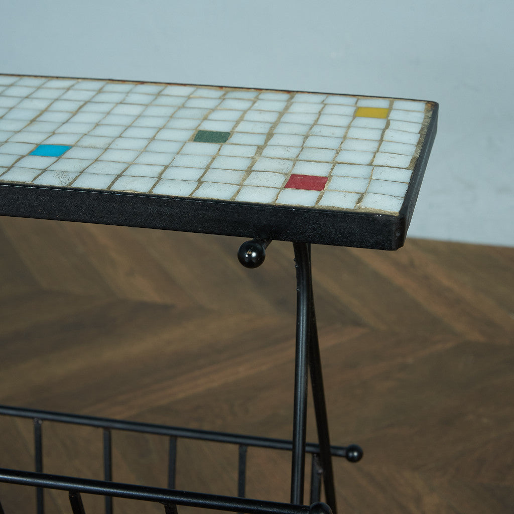 Belgian vintage tile top magazine rack #81782