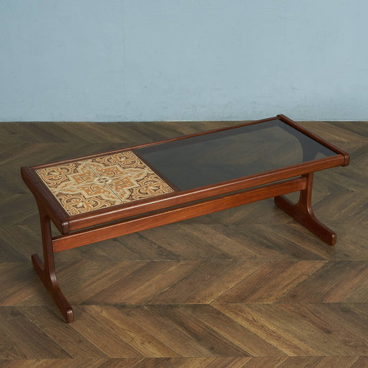 G-PLAN Vintage Tile &amp; Glass Top Coffee Table / Center Table #83684