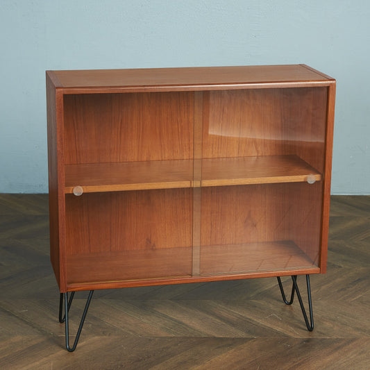 G-PLAN Vintage Glass Bookcase / Custom Iron Hairpin Legs #80372