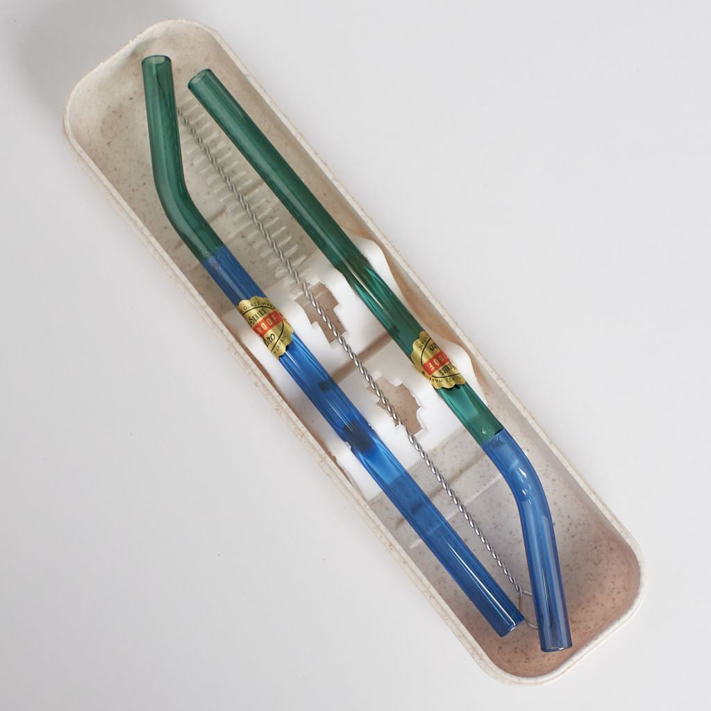 TWO TONE GLASS STRAW / Green × Blue