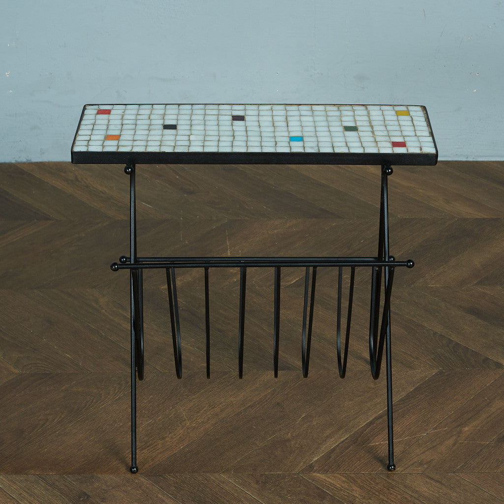 Belgian vintage tile top magazine rack #81782