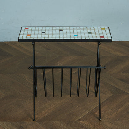 Belgian vintage tile top magazine rack #81782