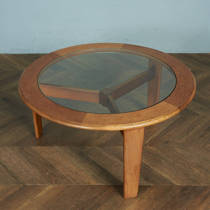 British vintage smoked glass top nesting coffee table #81668