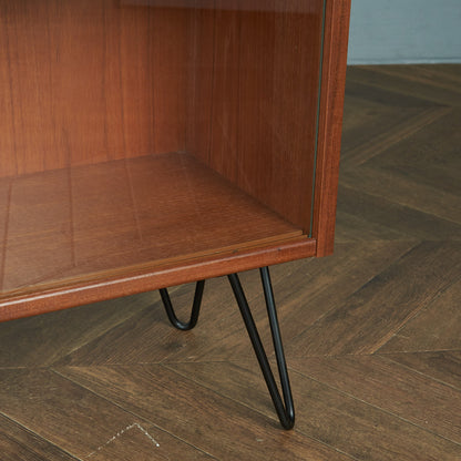 G-PLAN Vintage Glass Bookcase / Custom Iron Hairpin Legs #80371