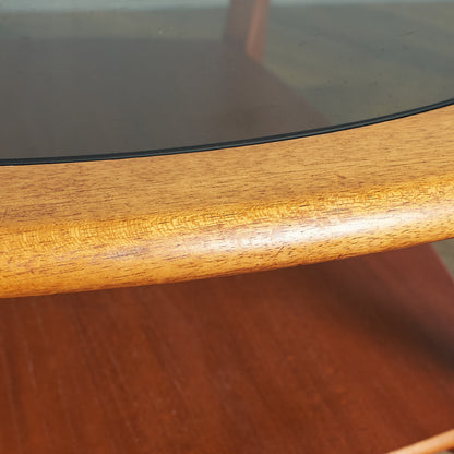 British vintage smoked glass top coffee table #77305