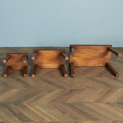 オランダ製 オーク無垢材 ネストテーブル