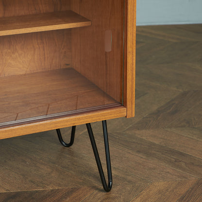 Randers Mobelfabrik PS system teak narrow bookcase / custom iron hairpin legs #79333